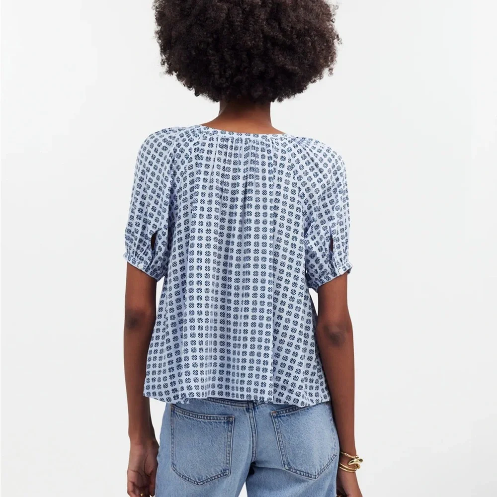 Women’s Madewell Puff-Sleeve A-Line Top in washed lavender (blue/lavender)